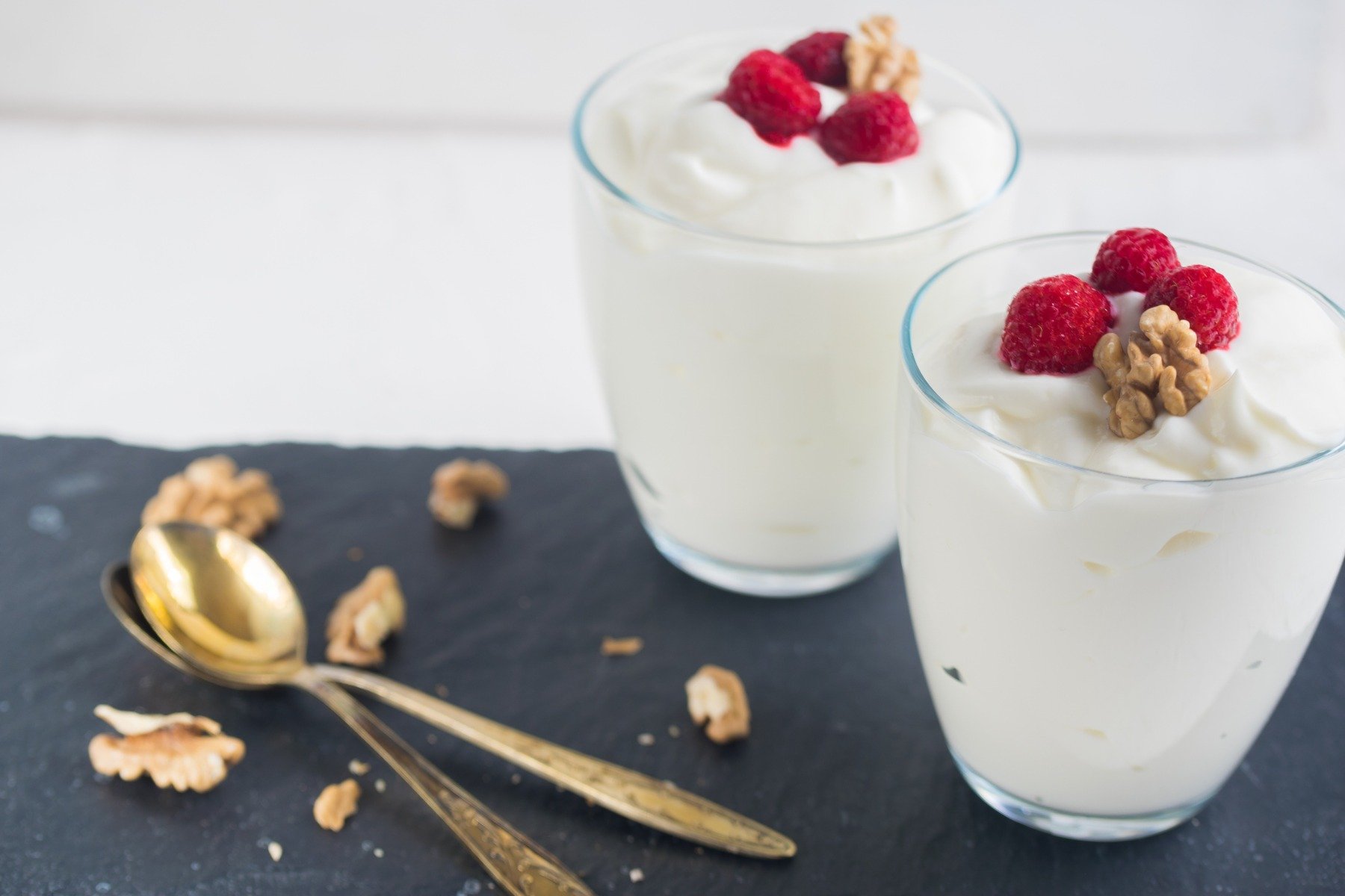 Greek yogurt with forest fruits, fitness recipes, fitness meal 